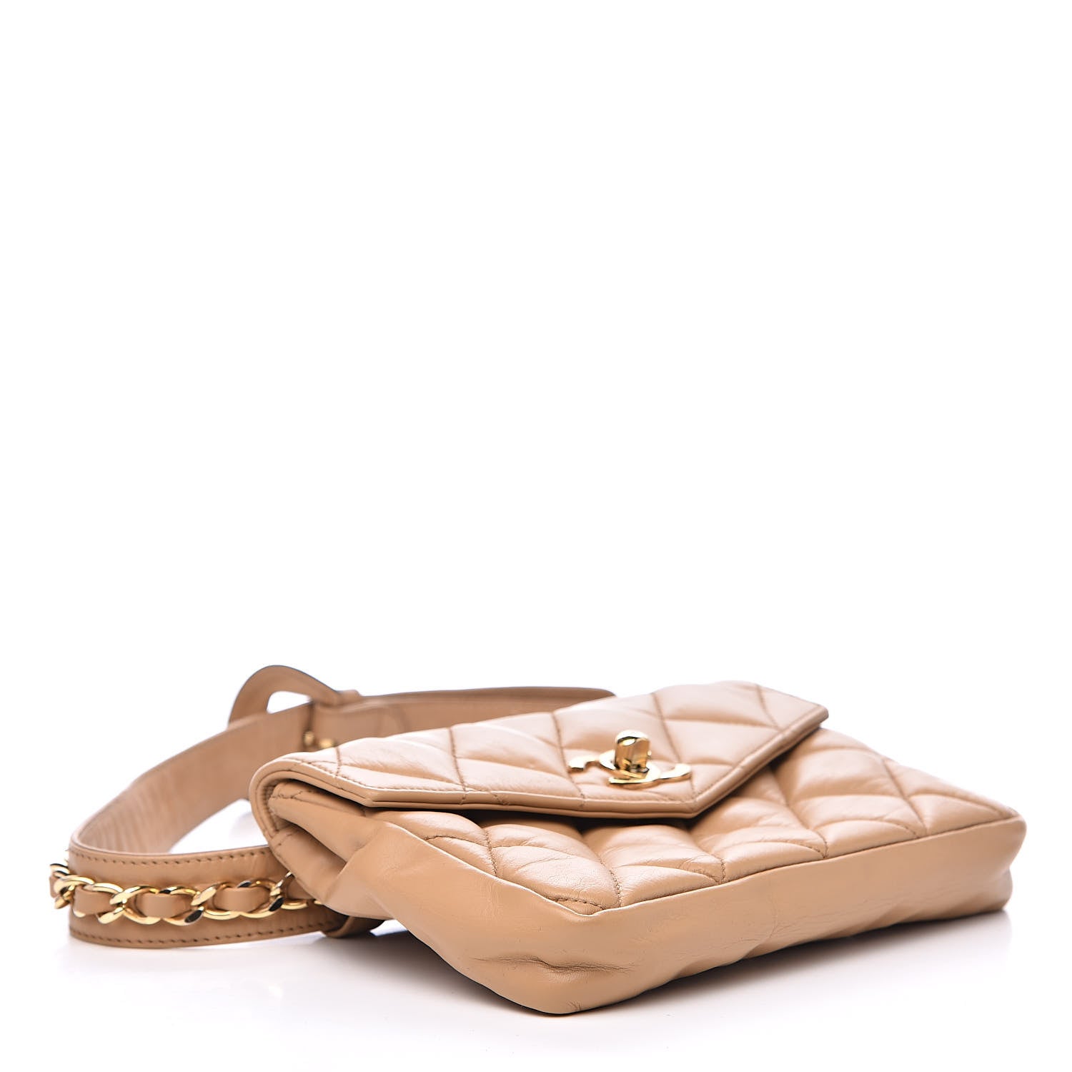 Chanel Lambskin Quilted Flap Waist Belt Bag 70 28 Beige 4 of 16