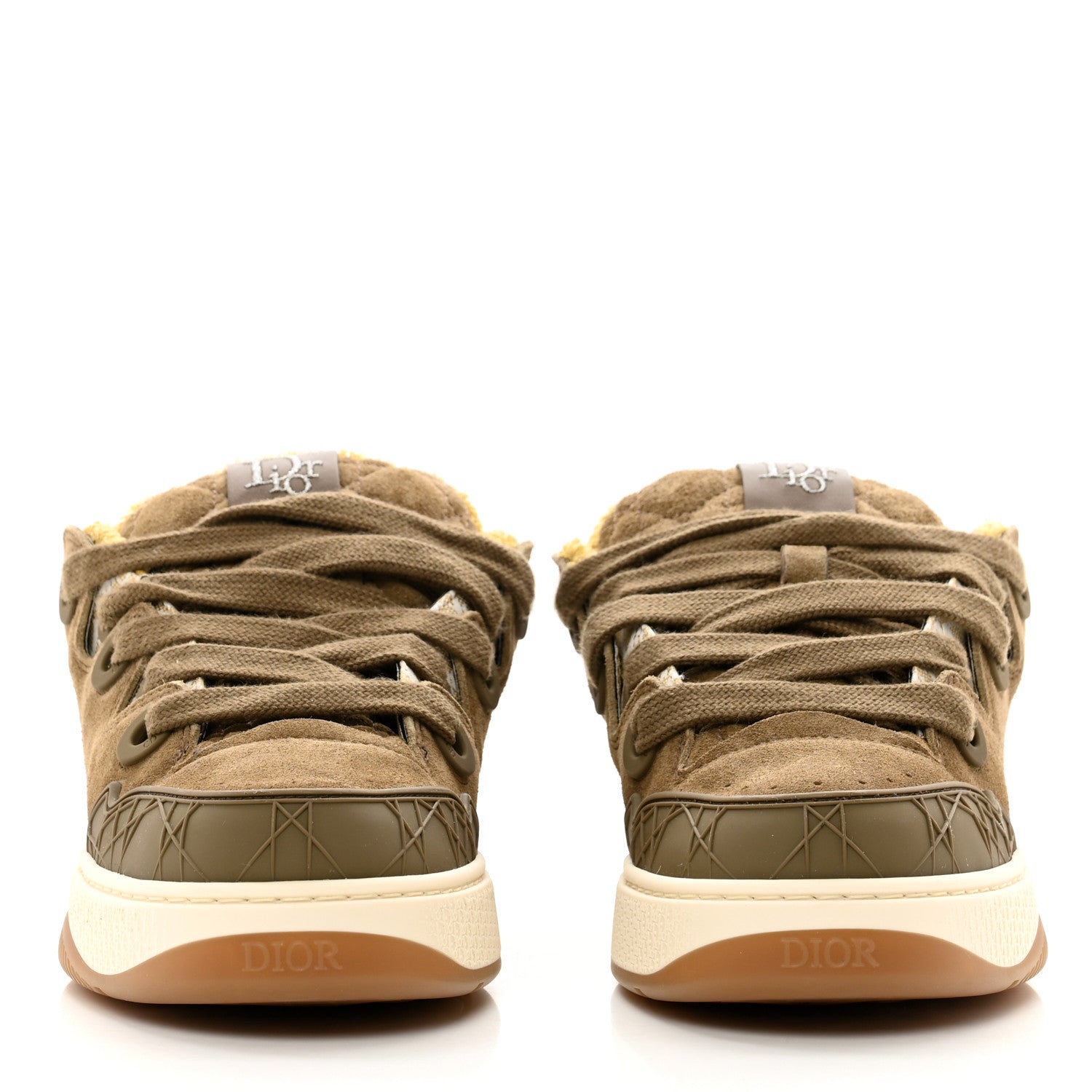 Christian Dior Suede Jacquard Oblique Mens Limited Edition B9S Skater Sneakers 38 Khaki Green Beige 2 of 9