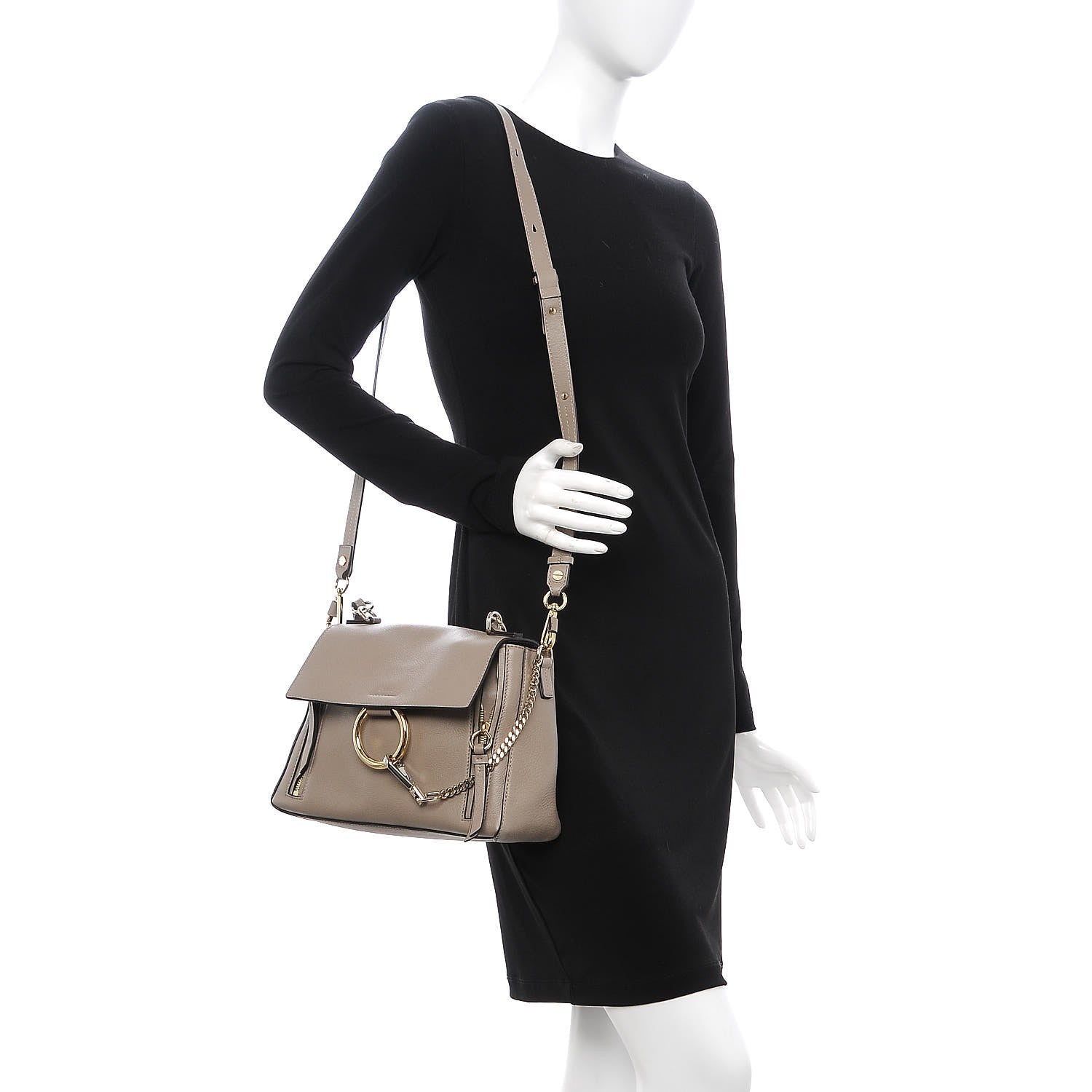 Chloe Calfskin Small Faye Day Shoulder Bag Motty Grey 2 of 8