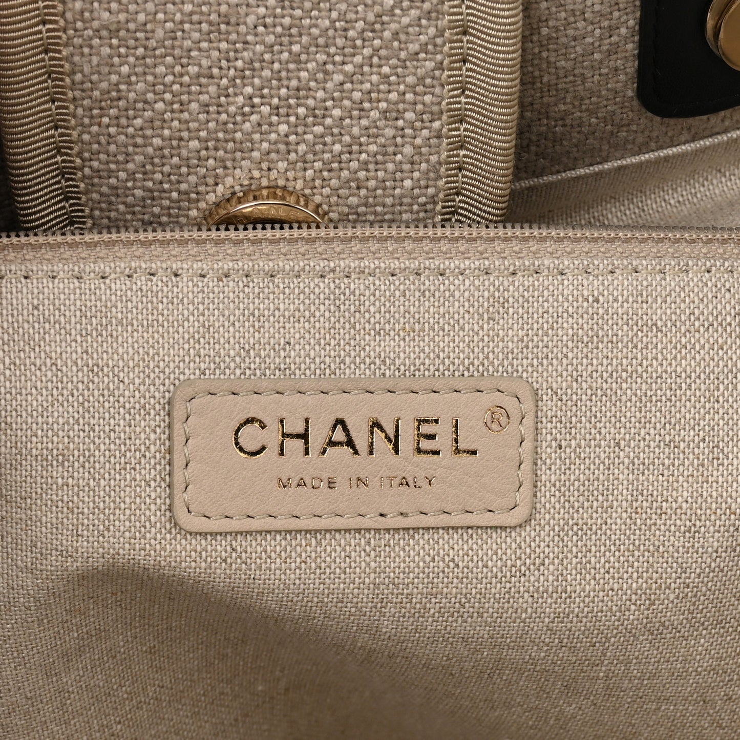 Mixed Fibers Small Deauville Tote Beige Black