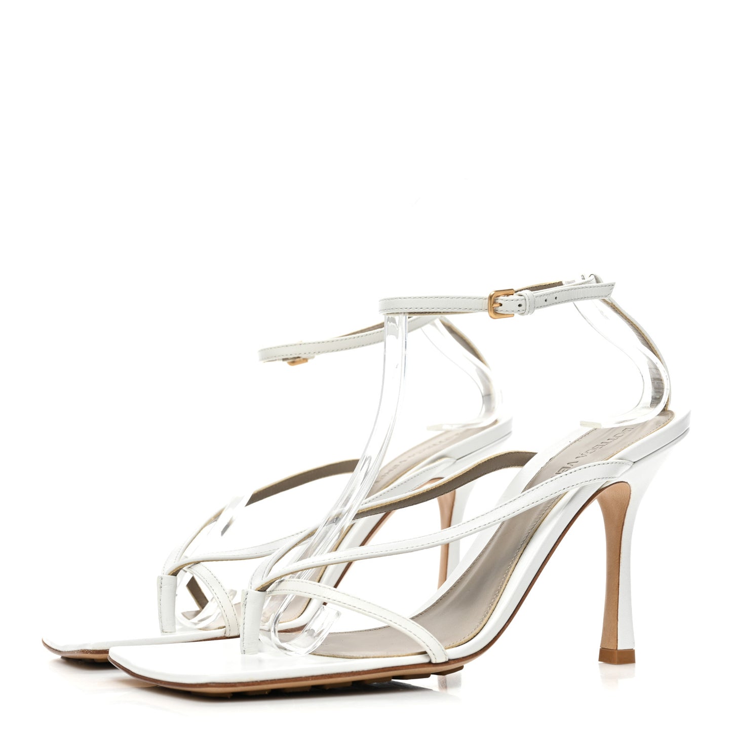 Lambskin Stretch Multi Strap 90mm Sandals 40 Optic White