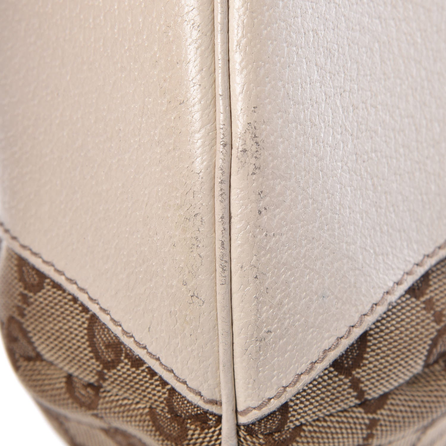 Gucci Monogram Calfskin Horsebit Hobo Off White 12 of 14