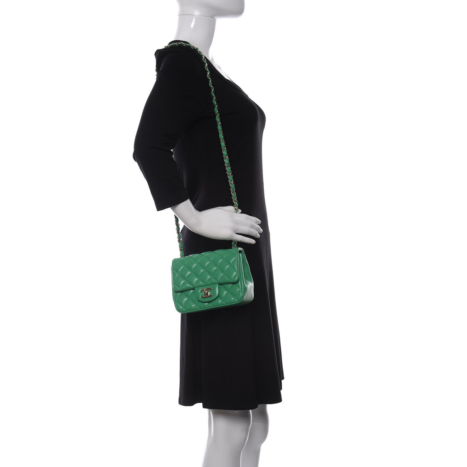 Chanel Lambskin Quilted Mini Square Flap Green 2 of 10