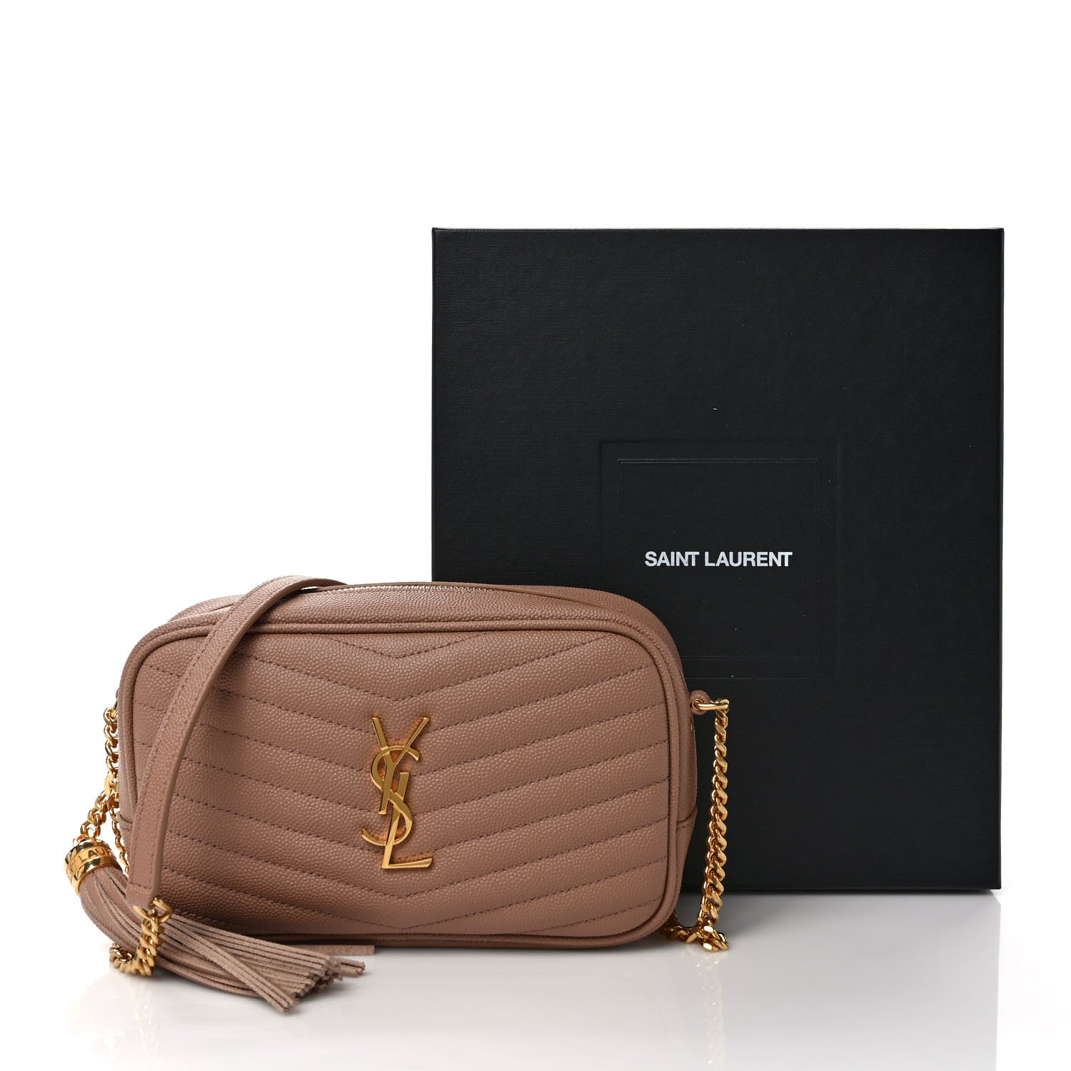 Saint Laurent Grain De Poudre Matelasse Monogram Mini Lou Camera Bag Vintage Peach 10 of 10