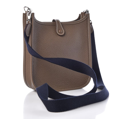 Hermes Taurillon Clemence Amazone Evelyne TPM Etoupe Bleu Indigo 3 of 8