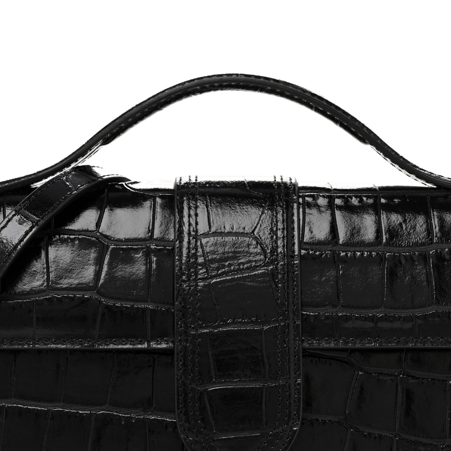 Calfskin Crocodile Embossed Le Grand Bambino Black