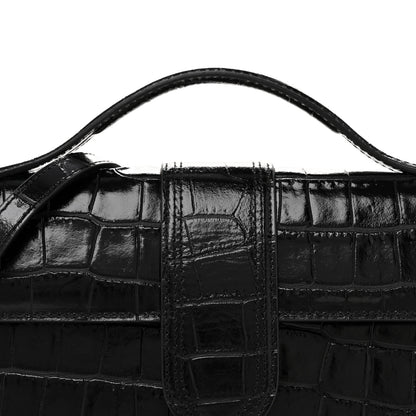 Jacquemus Calfskin Crocodile Embossed Le Grand Bambino Black 7 of 9