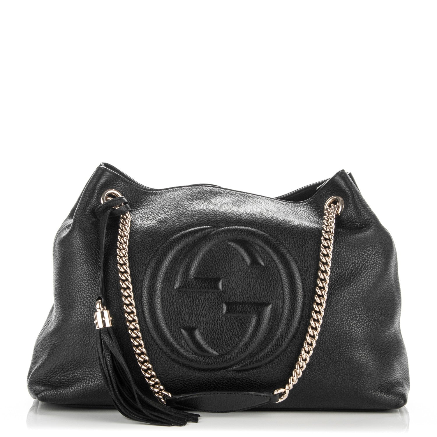 Gucci Pebbled Calfskin Medium Soho Chain Shoulder Bag Black 1 of 8