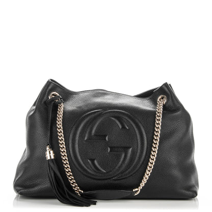 Gucci Pebbled Calfskin Medium Soho Chain Shoulder Bag Black 1 of 8