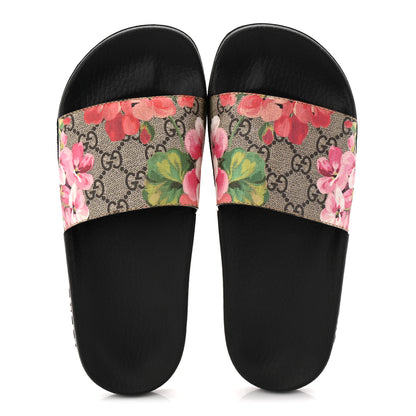 Gucci GG Supreme Monogram Blooms Slide Sandals 37 Beige Multicolor 5 of 9