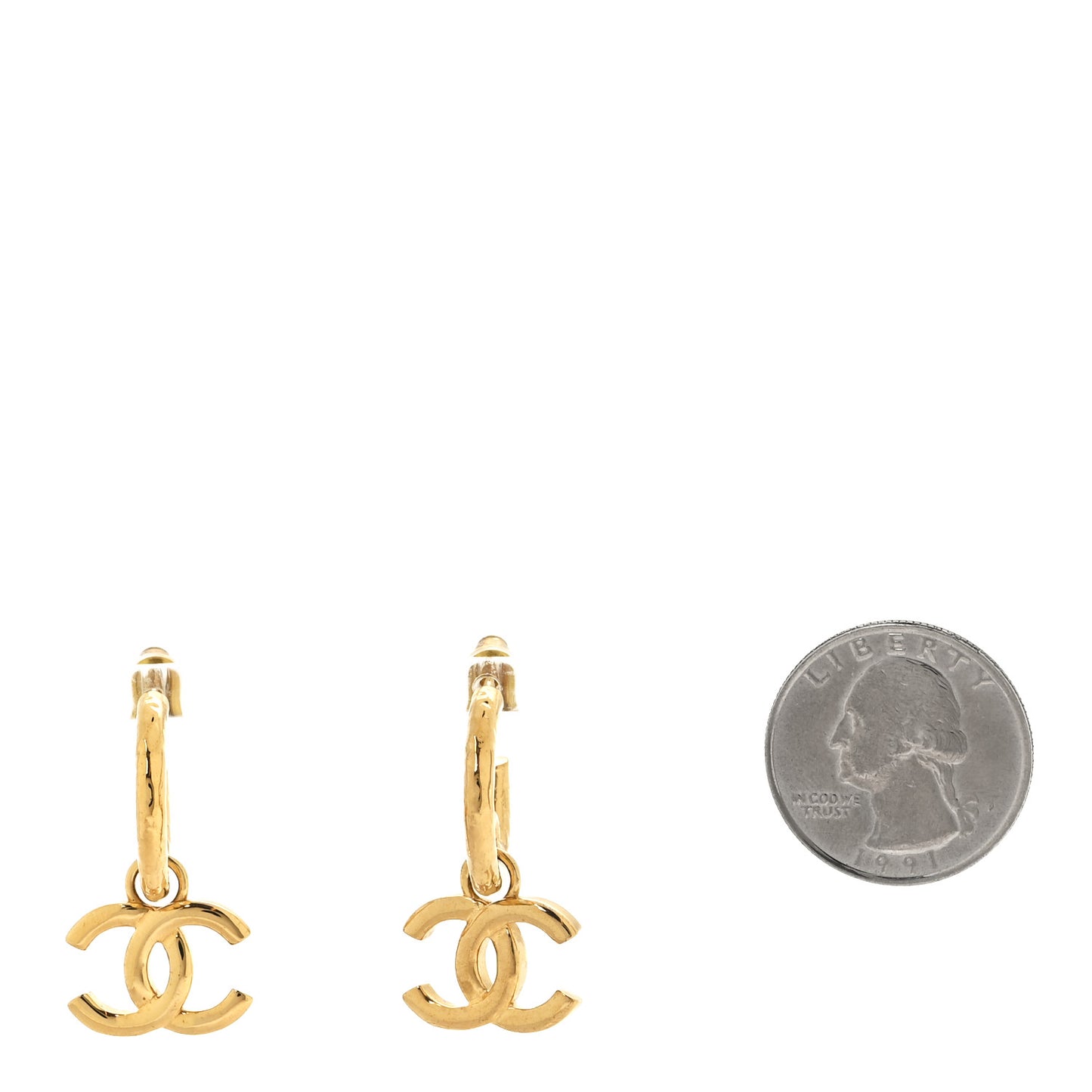 CC Hoop Drop Earrings Gold