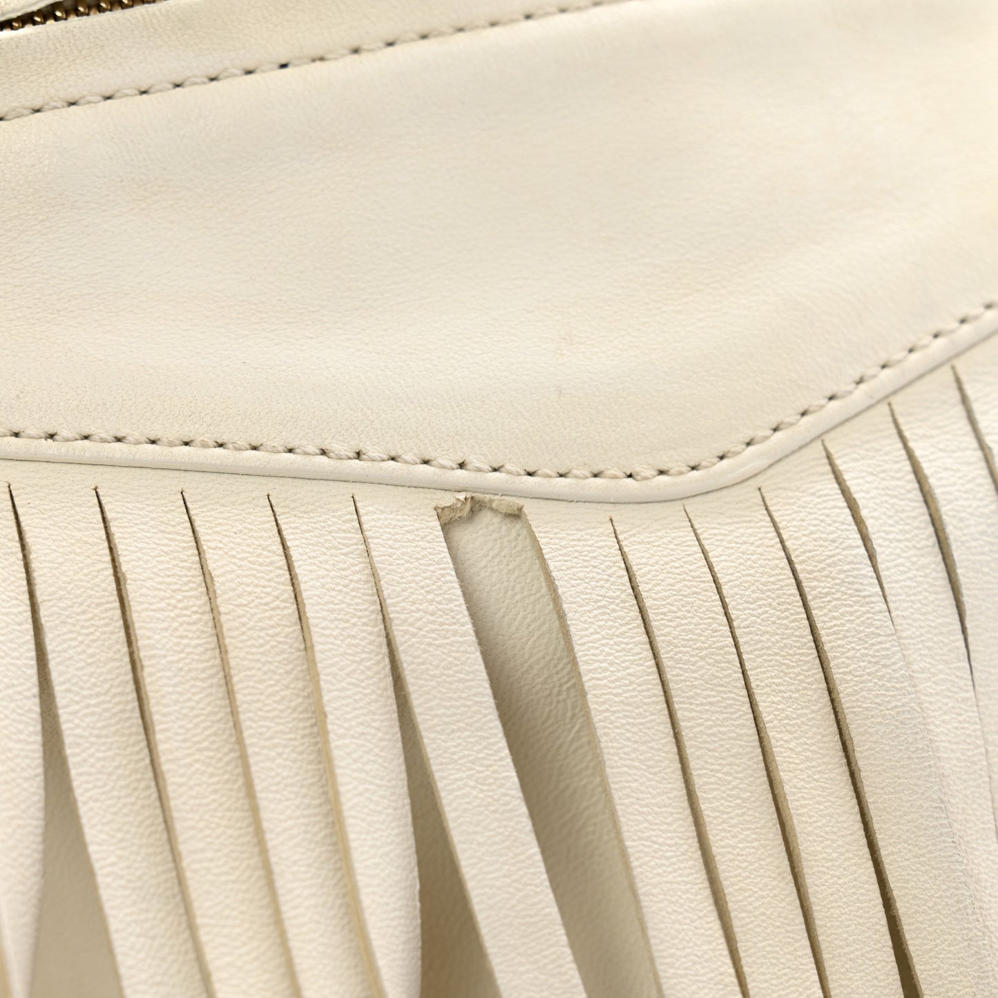 Calfskin Medium Palazzo Fringe Shoulder Bag White