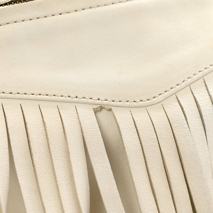 Versace Calfskin Medium Palazzo Fringe Shoulder Bag White 14 of 14