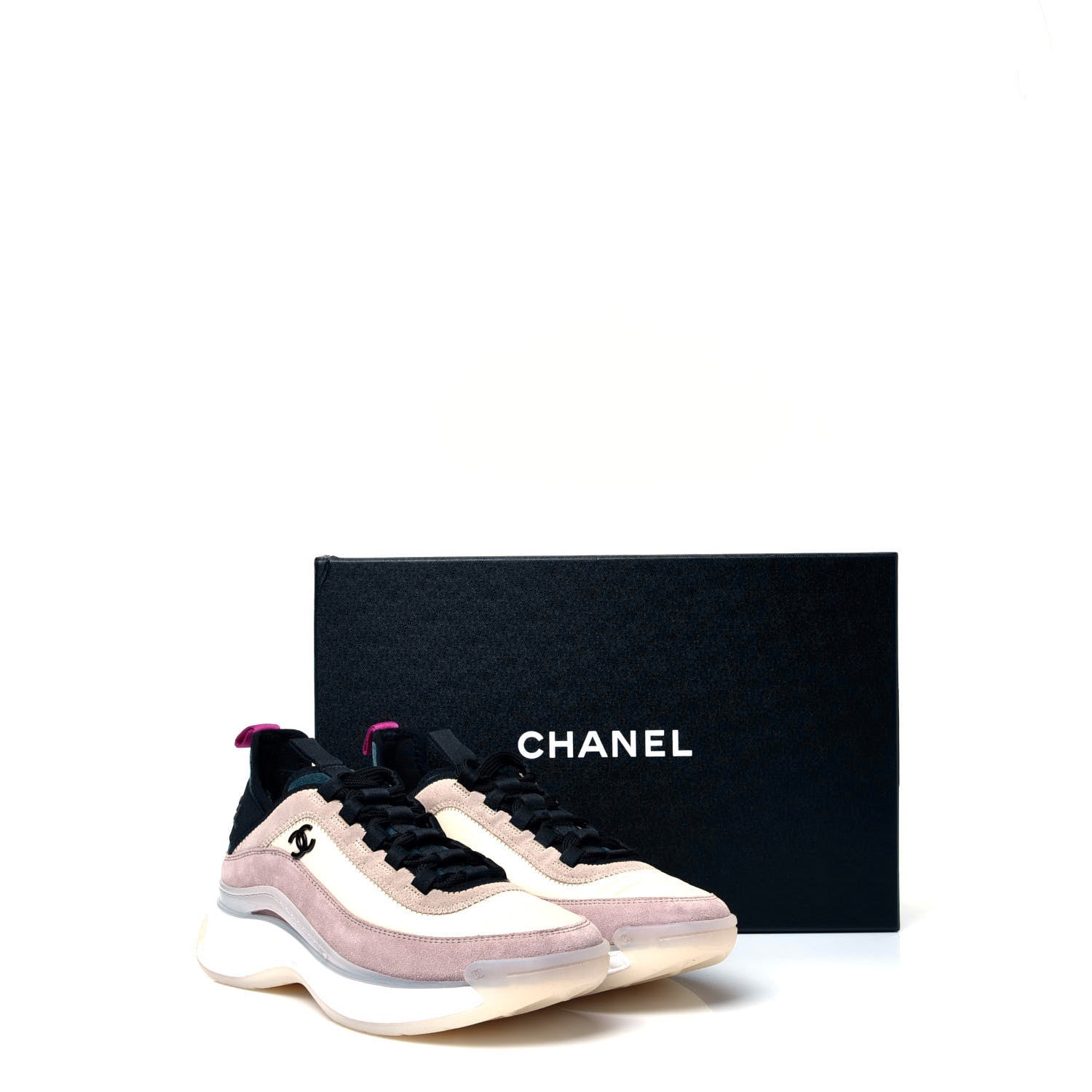 Chanel Suede Calfskin Nylon Grosgrain CC Sneakers 36 Beige Pink 10 of 10