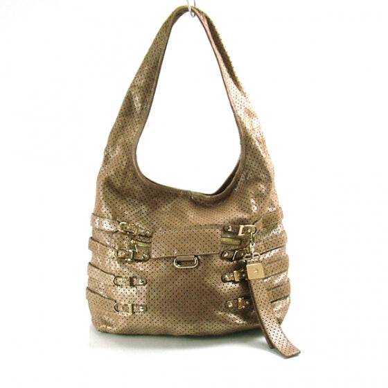 Jimmy Choo Leather Perforated Bardia Hobo Beige 1 of 11