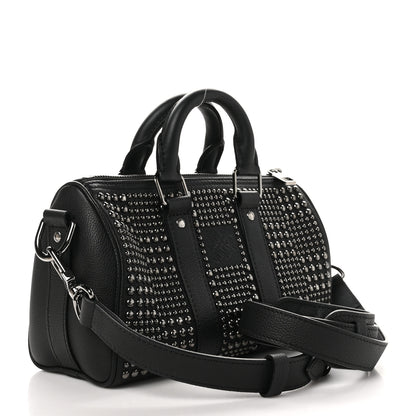Louis Vuitton Calfskin Damier Studded Keepall Bandouliere 25 Black 3 of 9