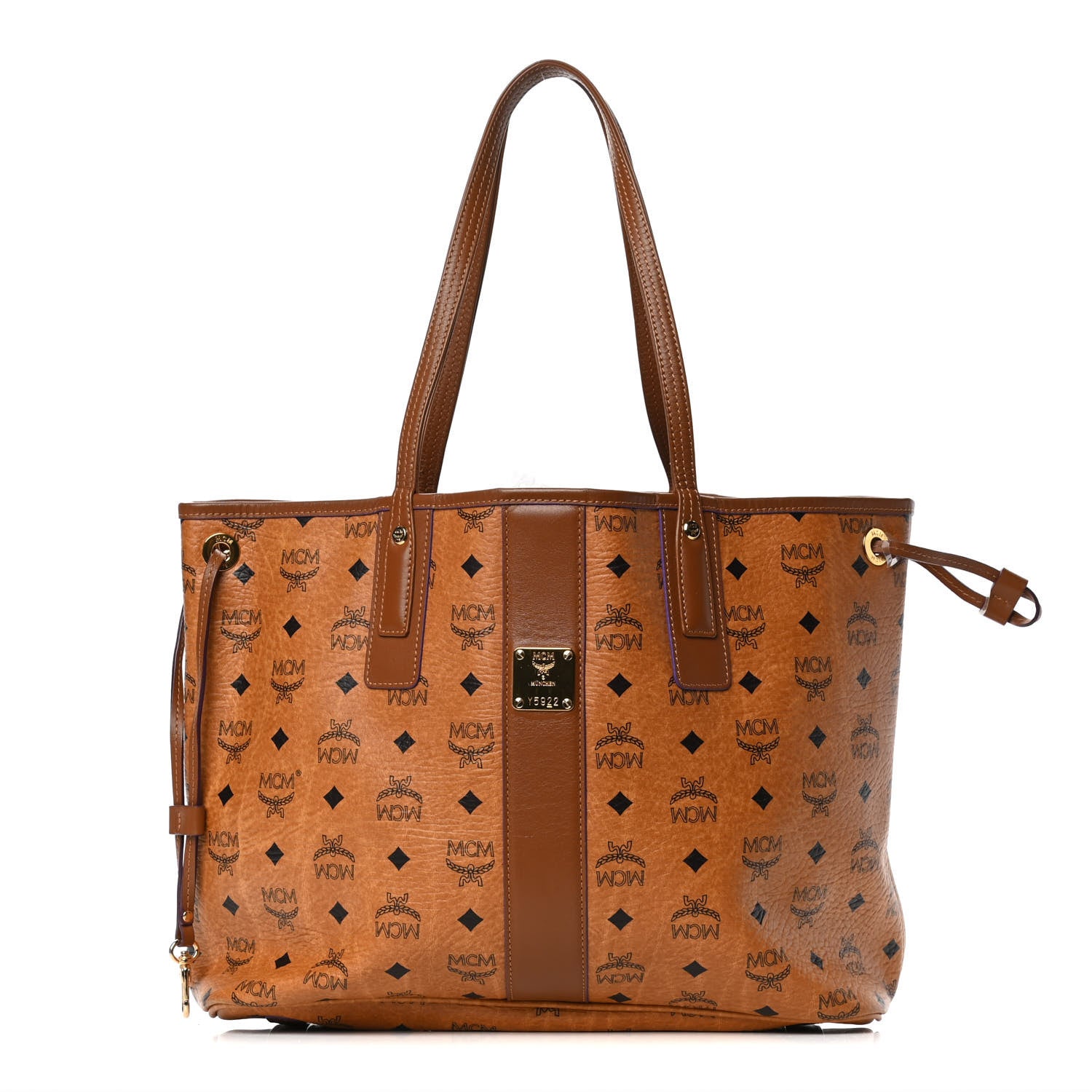 MCM Visetos Medium Liz Reversible Shopper Tote Cognac 2 of 5