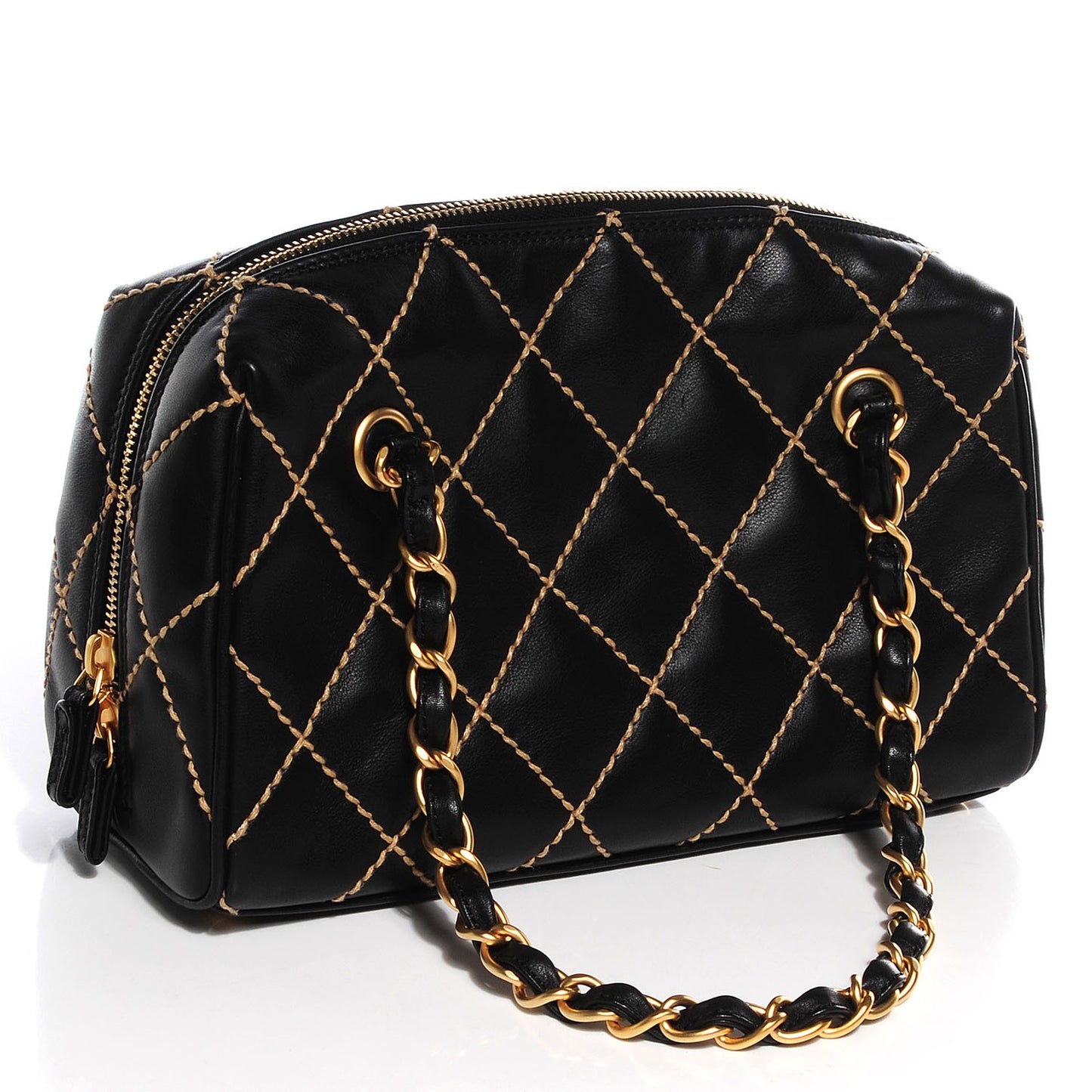 Calfskin Quilted Wild Stitch Bag Black