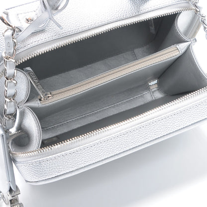 Chanel Metallic Caviar Quilted Medium CC Filigree Vanity Case Silver 5 of 9