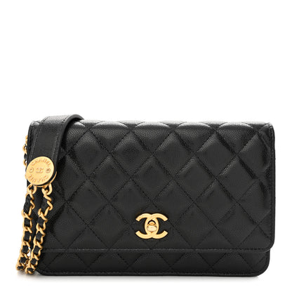 Chanel Caviar Quilted Twist Your Buttons Wallet On Chain WOC Black 1 of 13
