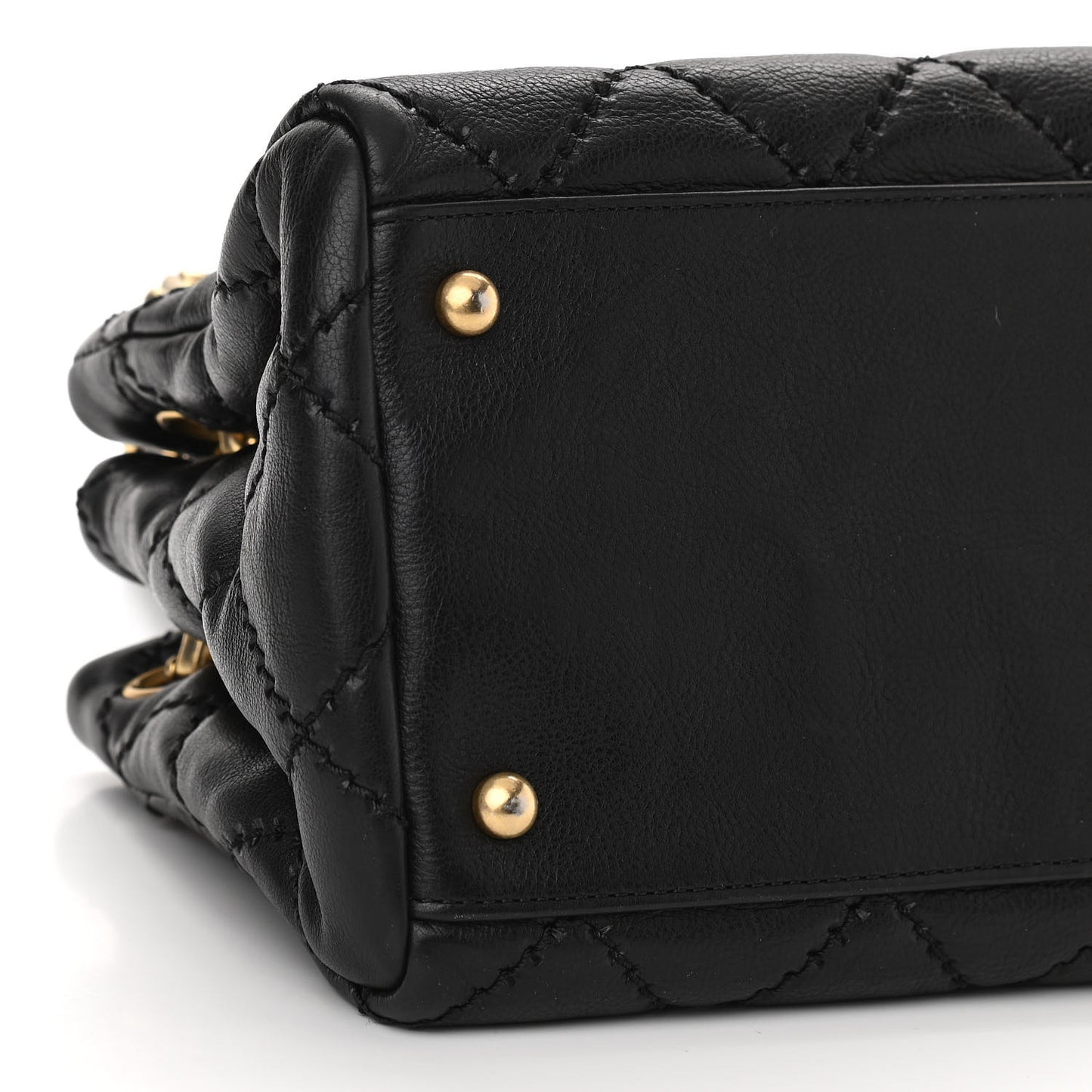 Calfskin Stitched Small Retro Chain Tote Black