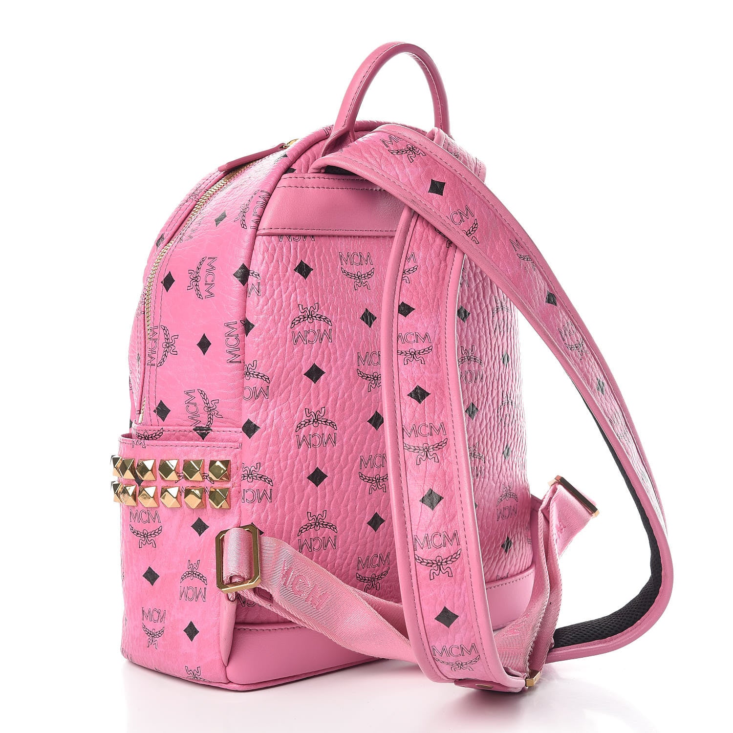 MCM Visetos Small Side Stud Stark Backpack Pink 3 of 10
