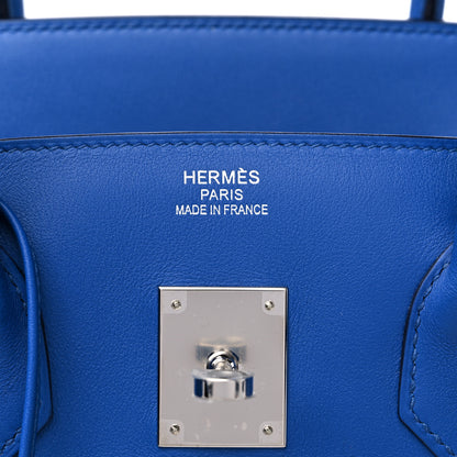 Hermes Swift Twill H Fray Fray Birkin 35 Bleu Saphir Ecru 6 of 11
