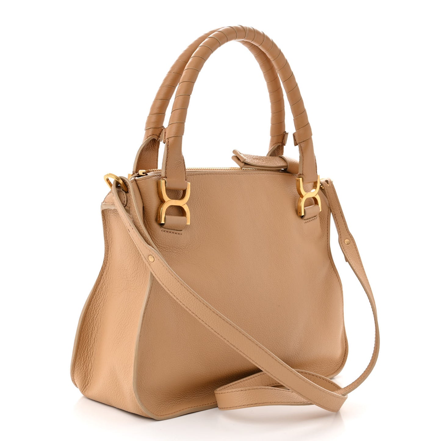 Calfskin Braided Medium Marcie Double Carry Milky Brown