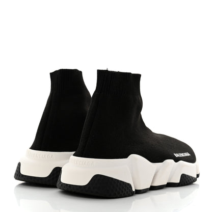 Balenciaga Neoprene Knit Womens Speed Sneakers 37 Black White 4 of 9