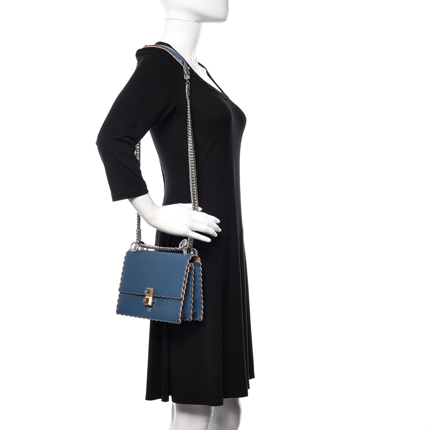 Vitello Liberty Scalloped Studded Small Kan I Shoulder Bag Balena