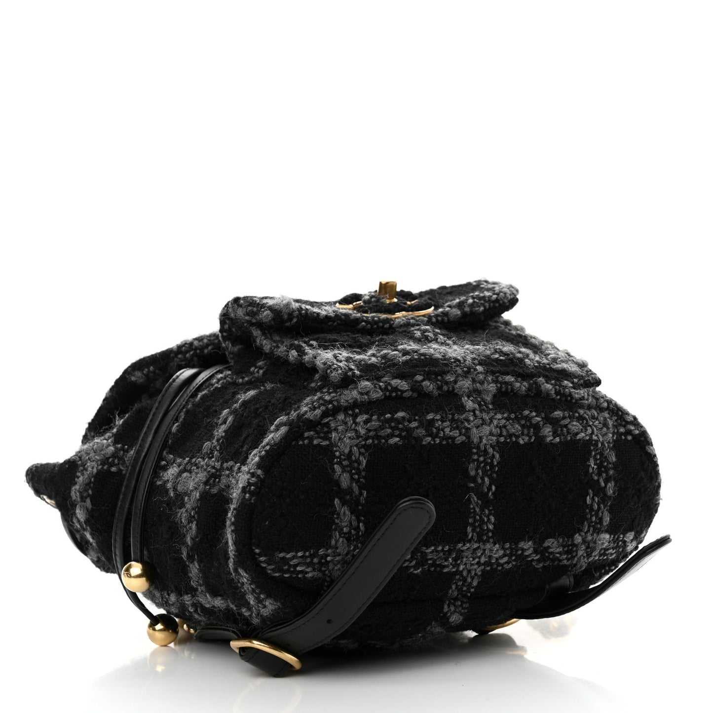 Wool Tweed Elegant Backpack Black Grey