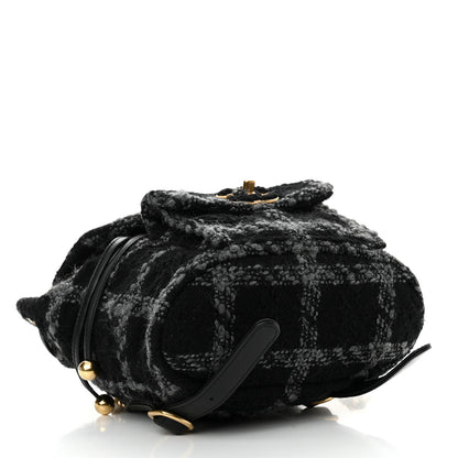 Chanel Wool Tweed Elegant Backpack Black Grey 4 of 12