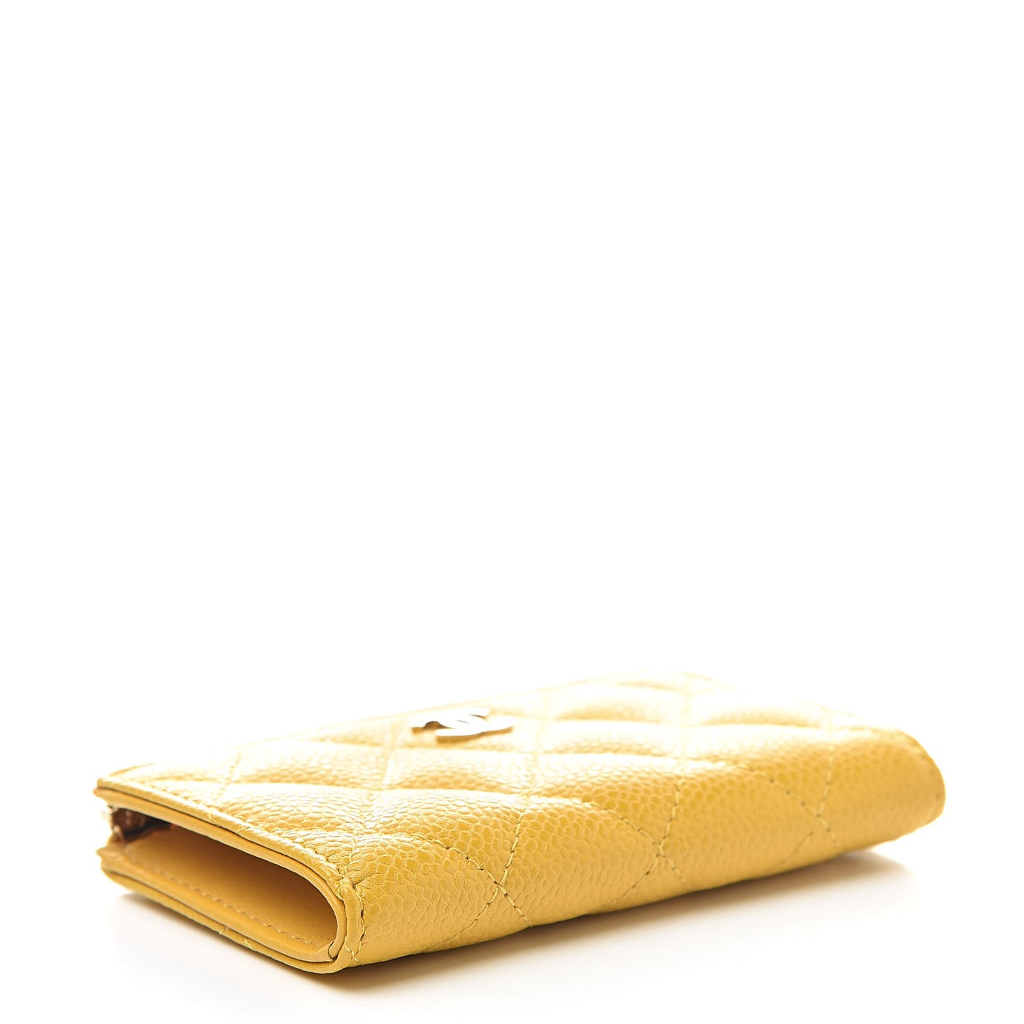 Caviar Quilted Key Holder Case Yellow