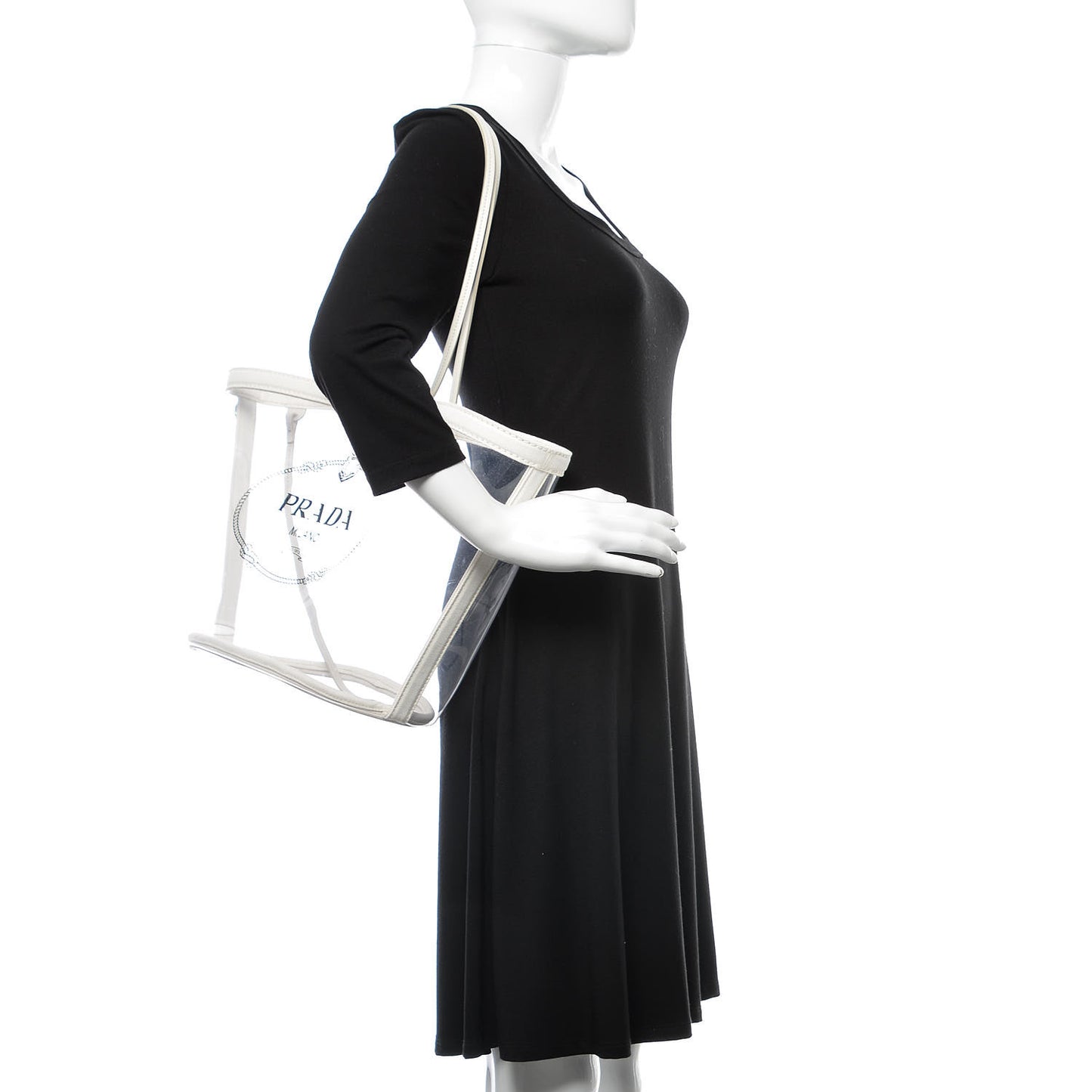 Plexiglass Calfskin Small Shopper Tote White