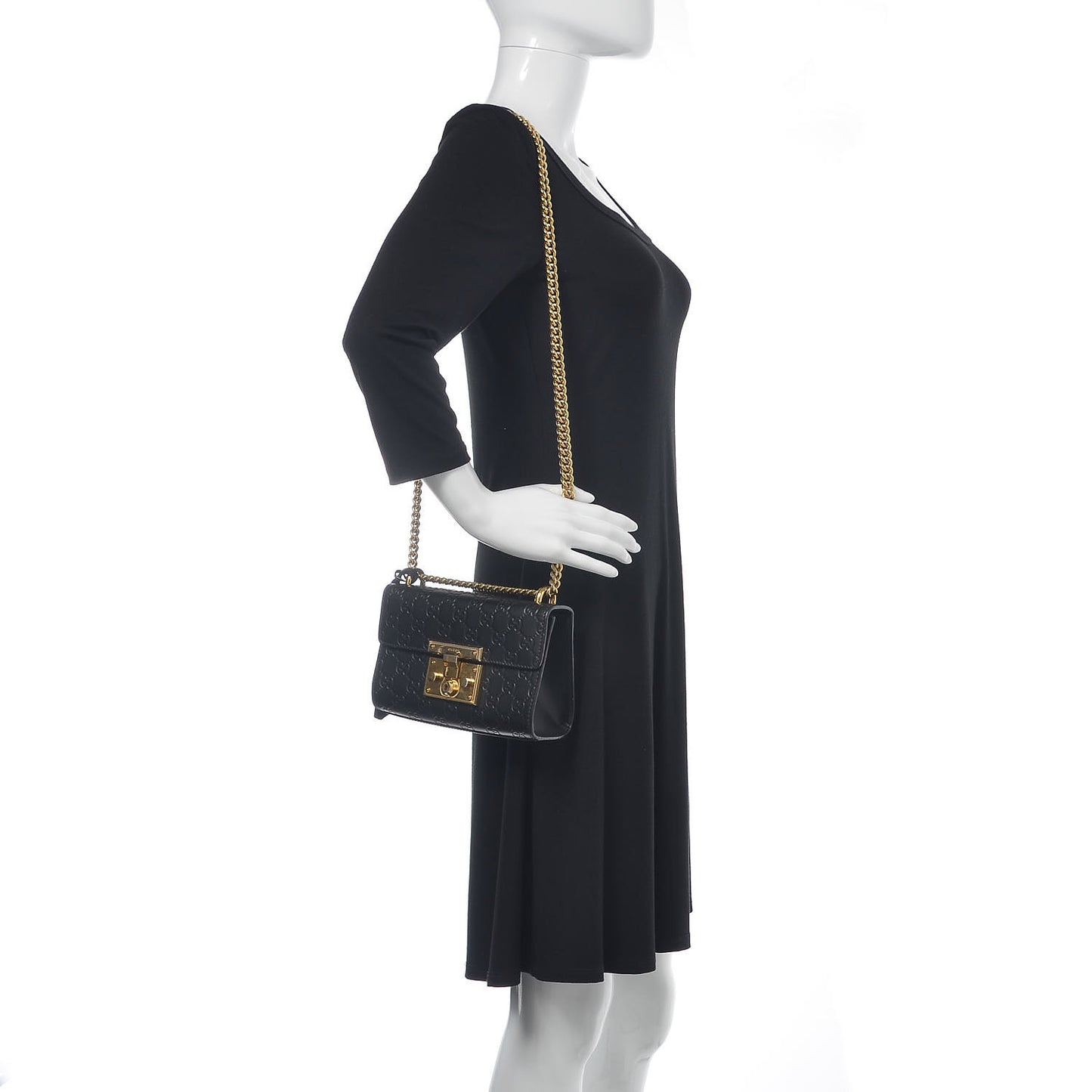 Guccissima Small Padlock Shoulder Bag Black