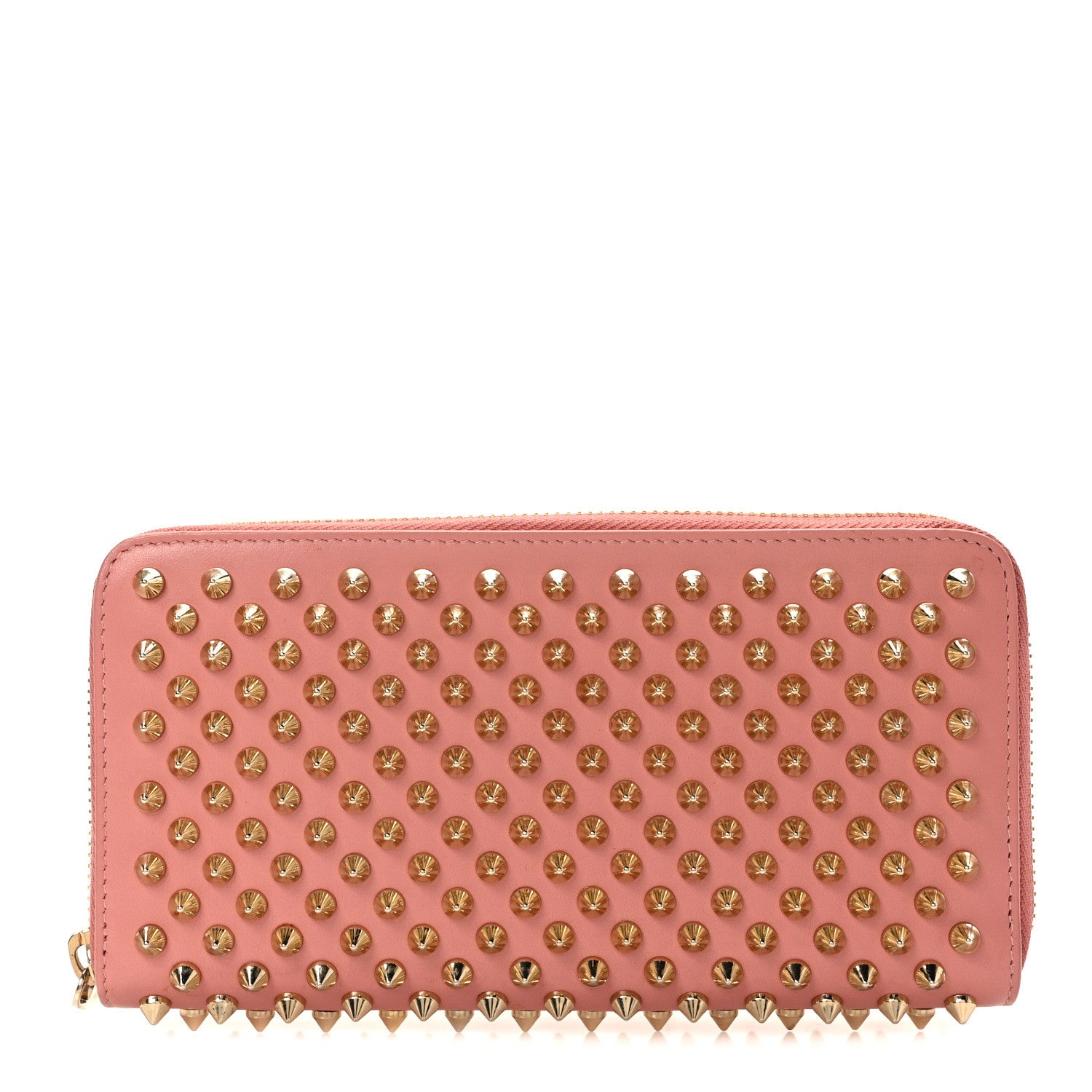Christian Louboutin Calfskin Panettone Spiked Zip Around Wallet Pink 1 of 9