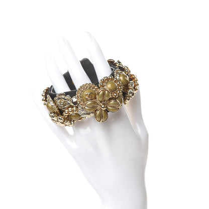 Chanel Gripoix Poured Glass Camellia Bracelet Gold 2 of 4