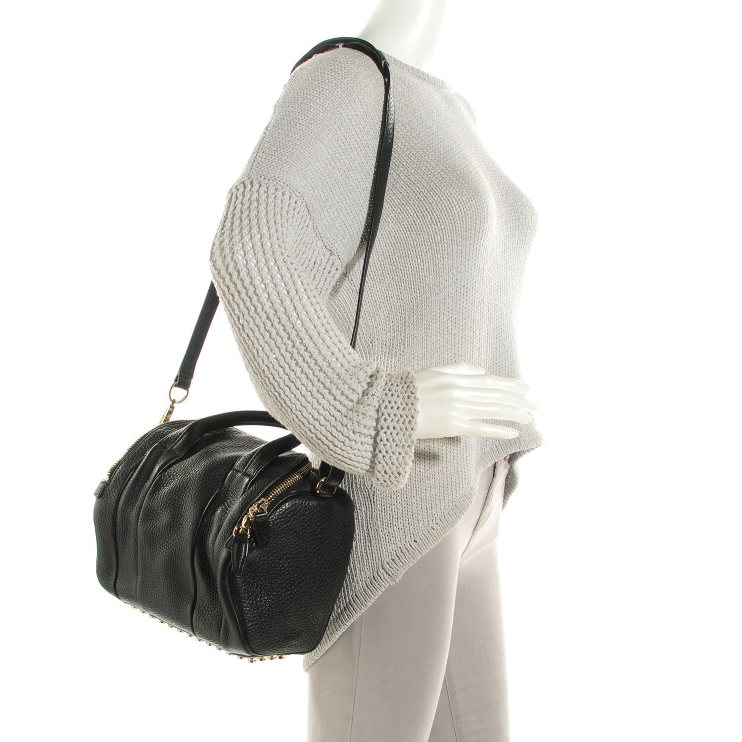 Alexander Wang Pebbled Lambskin Rockie Black Pale Gold Hardware 4 of 7