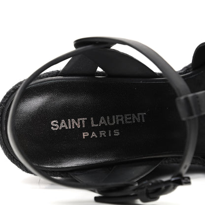 Saint Laurent Calfskin Tribute 95 Platform Espadrille Wedge Sandals 36.5 Black 7 of 8