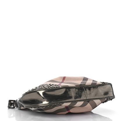 Burberry Metallic Nova Check Patent Hobo Pewter 3 of 12