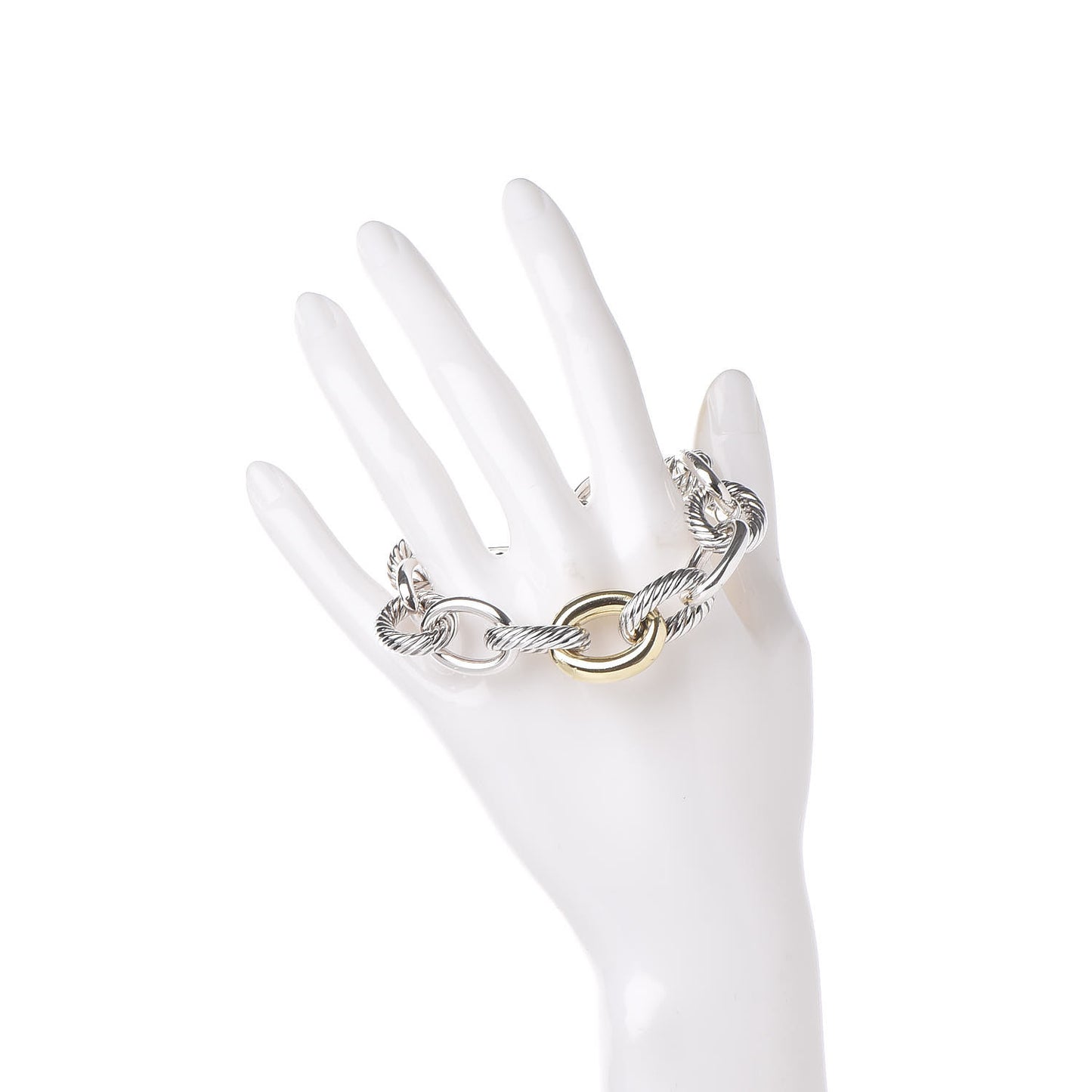 Sterling Silver 18K Yellow Gold 19mm Extra Large Oval Link Bracelet