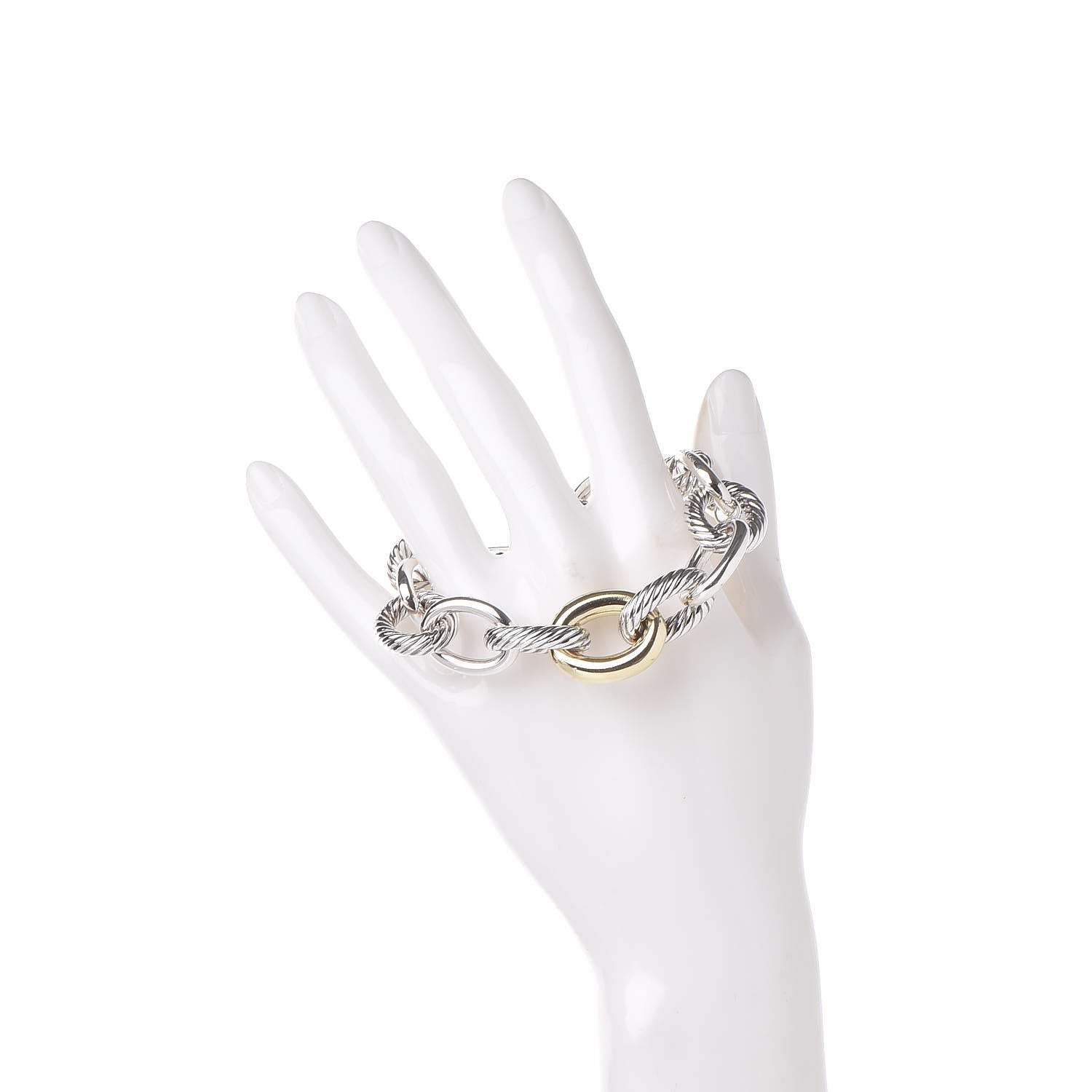 David Yurman Sterling Silver 18K Yellow Gold 19mm Extra Large Oval Link Bracelet 2 of 6