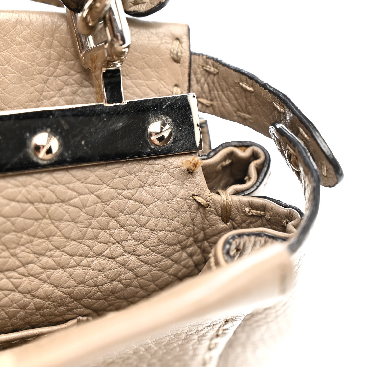 Fendi Cuoio Romano Snakeskin Selleria Mini Peekaboo Iconic Satchel Roccia Corda 12 of 17