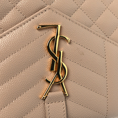 Saint Laurent Grain De Poudre Mixed Matelasse Triquilt Monogram Chain Wallet Dark Beige 11 of 12