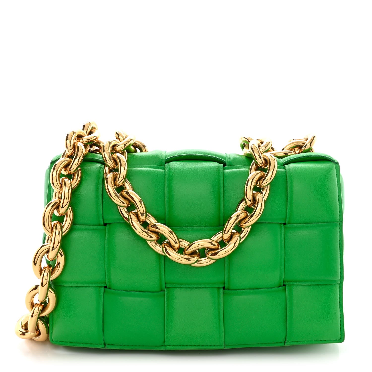 Bottega Veneta Lambskin Maxi Intreccio Padded Chain Cassette Crossbody Bag Grass 1 of 11