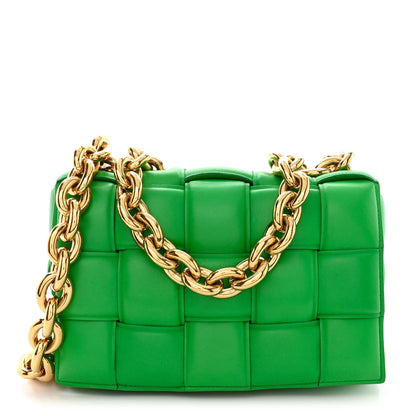 Bottega Veneta Lambskin Maxi Intreccio Padded Chain Cassette Crossbody Bag Grass 1 of 11