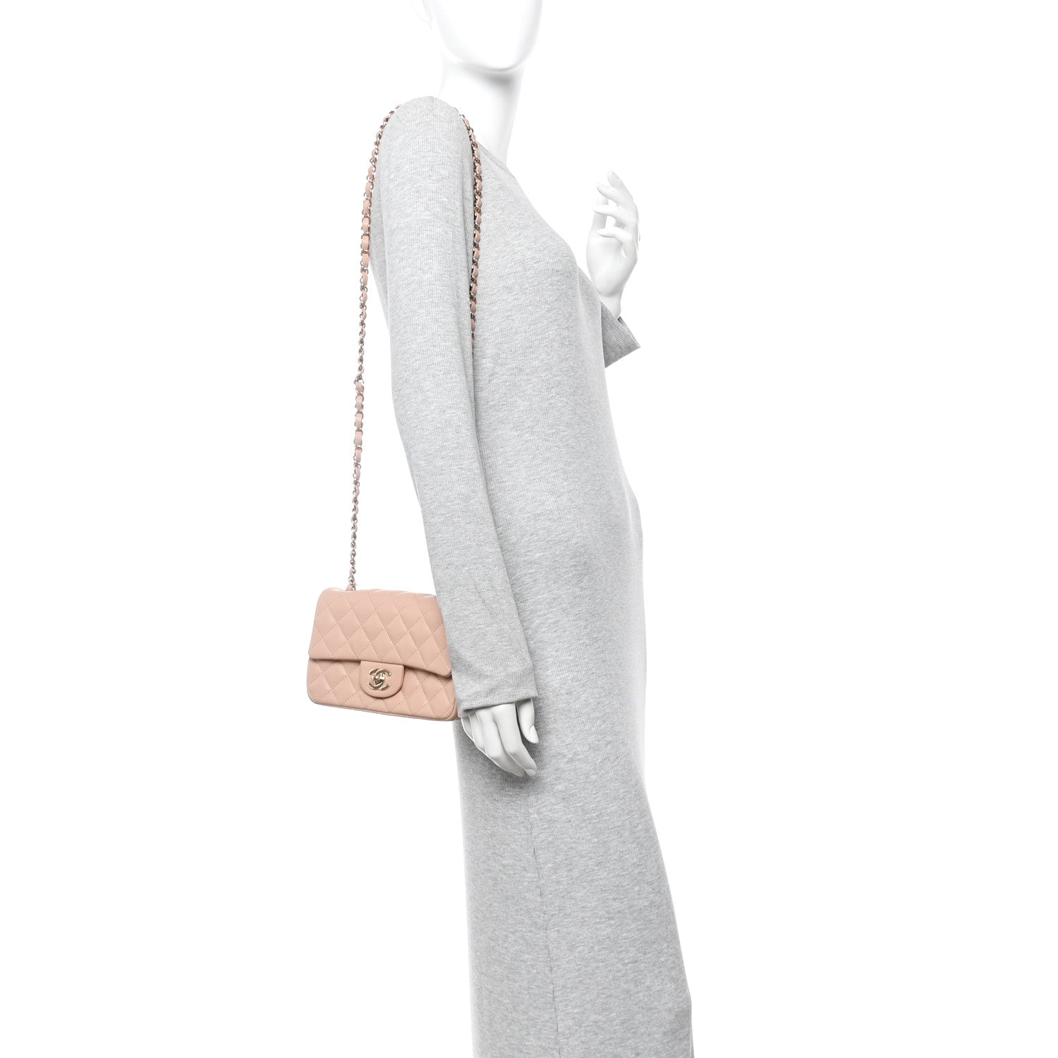 Chanel Lambskin Quilted Mini Rectangular Flap Beige 2 of 11