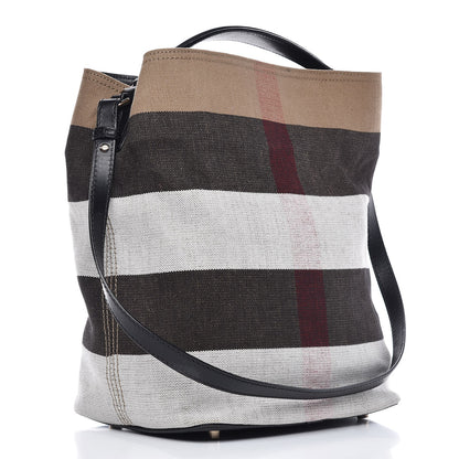 Burberry Canvas Mega Check Medium Ashby Hobo Black 4 of 10