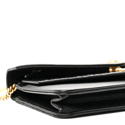 Chanel Calfskin Elaphe Double Chevron Mini Wallet On Chain WOC Black 10 of 12