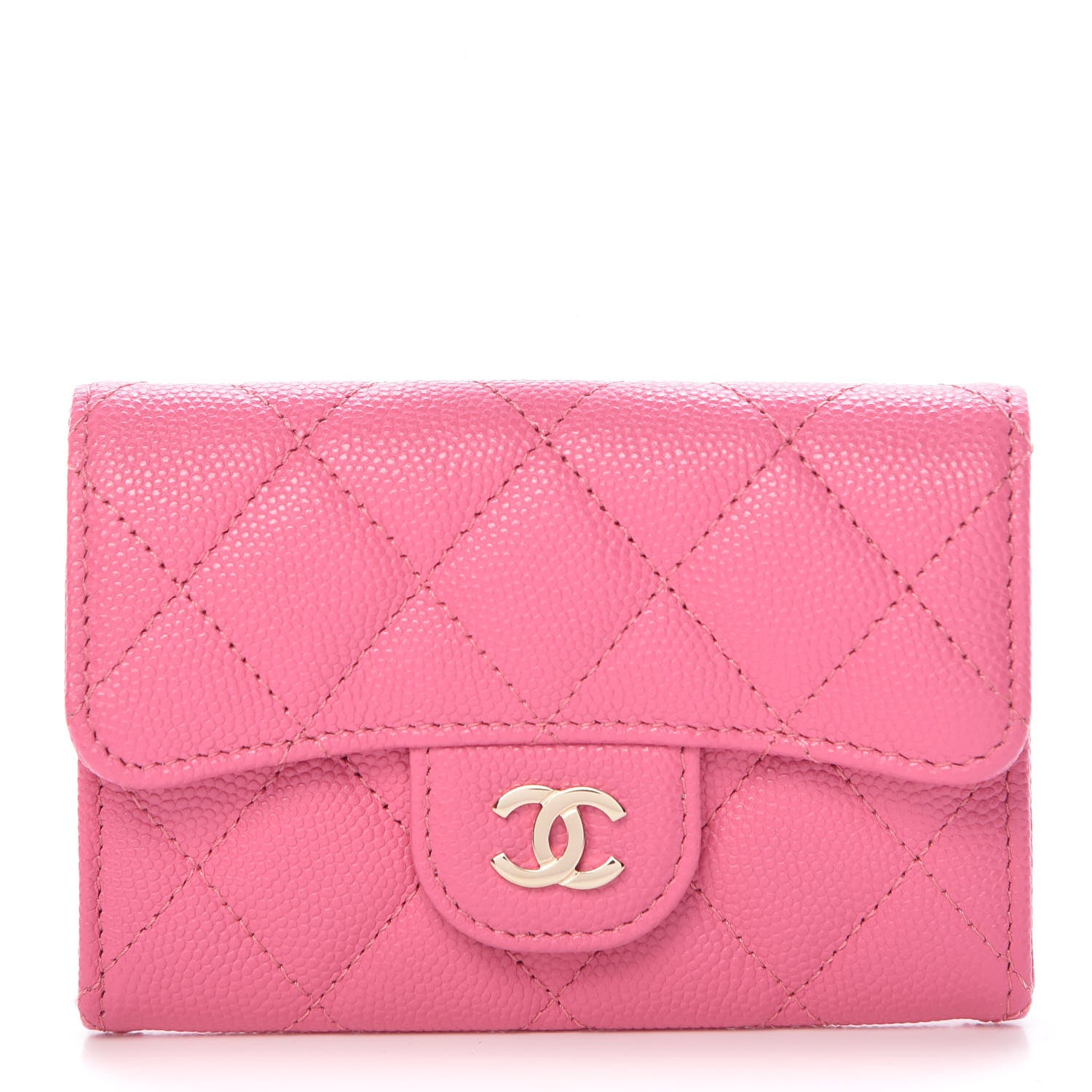 Chanel Caviar Quilted Flap Card Holder Pink 1 of 11